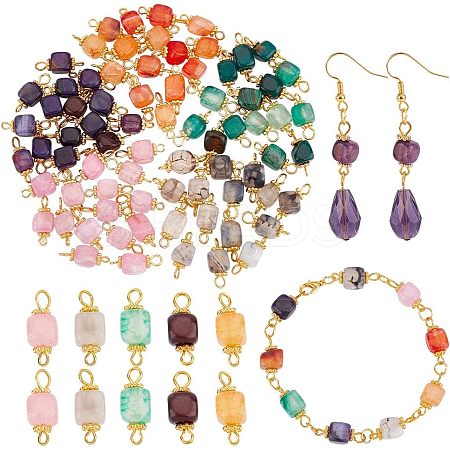 80Pcs 5 Color Natural Agate Connector Charms FIND-HY0001-39-1