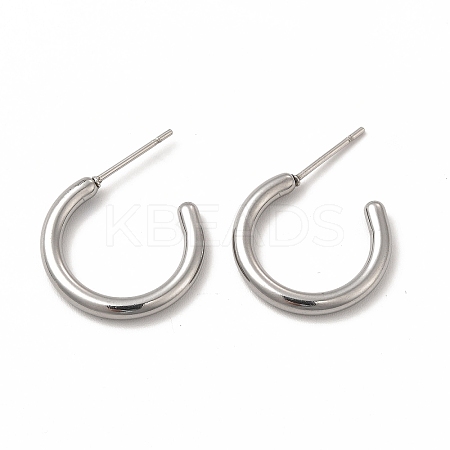 Non-Tarnish 304 Stainless Steel Ring Stud Earrings EJEW-C004-12B-P-1