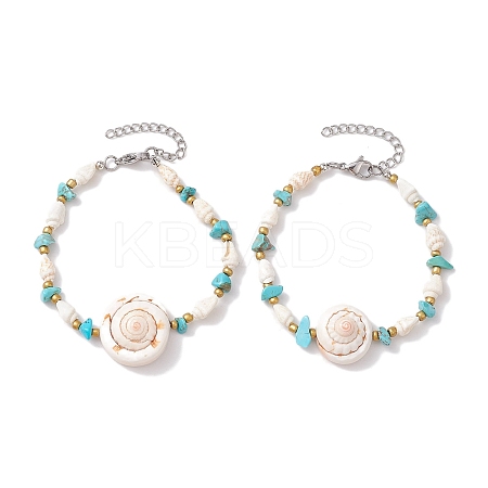Summer Beach Natural Shiva Eye Shell Link Bracelets BJEW-JB10287-1