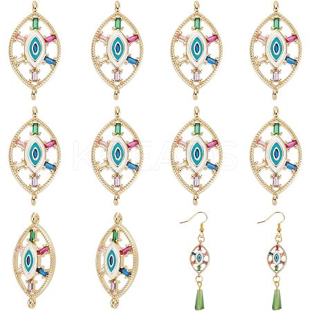 10Pcs Brass Colorful Cubic Zirconia Connector Charms FIND-HY0001-23-1