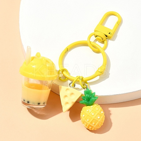 Milk Tea Cup Resin Pendant Decoration HJEW-YW00053-02-1