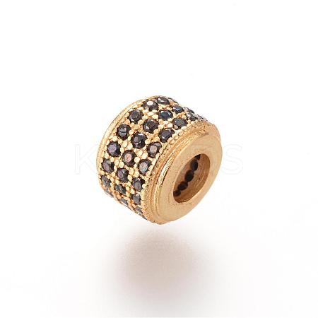 Brass Micro Pave Cubic Zirconia Beads ZIRC-S053-YS013B-1-1