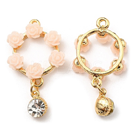 Resin Flower Garland Pendants ALRI-L050-03G-1