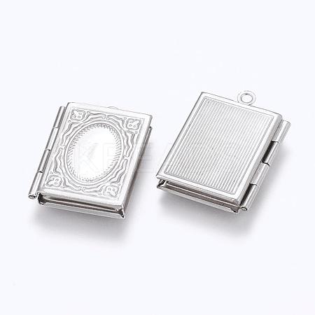 Tarnish Resistant 316 Stainless Steel Locket Pendants STAS-G146-25P-1
