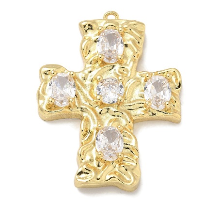 Rack Plating Brass Micro Pave Cubic Zirconia Pendants KK-L224-014G-1