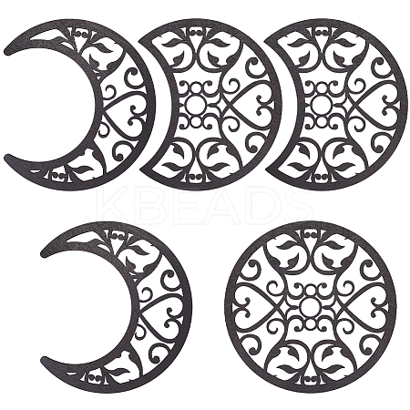 Wooden Moon Phase Decor Wall Decorations Set AJEW-WH0258-790B-1