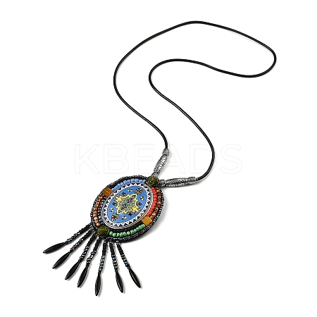 Retro Style Glass & Acrylic & CCB Beads Pendant Necklaces NJEW-Q349-02B-1