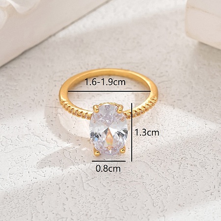Elegant European and American Copper Zircon Oval Dove Egg Ring. MM3705-3-1