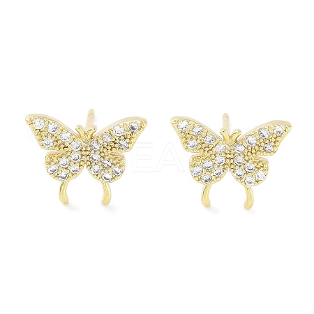 Brass Micro Pave Clear Cubic Zirconia Studs Earring for Women EJEW-S217-C06-1