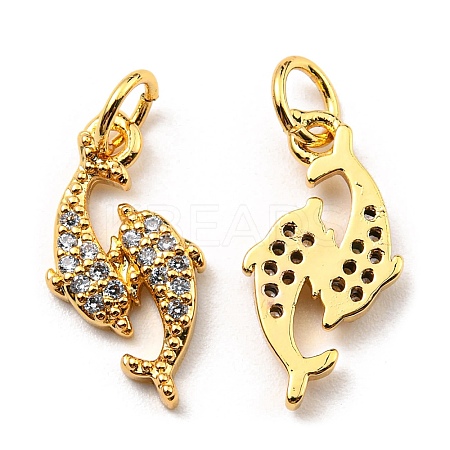 Rack Plating Brass Micro Pave Cubic Zirconia Pendants KK-F856-06G-1