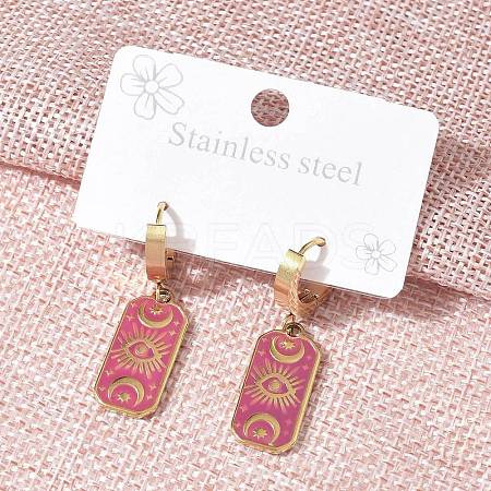 304 Stainless Steel Enamel Hoop Earrings for Women STAS-Z105-01G-05-1