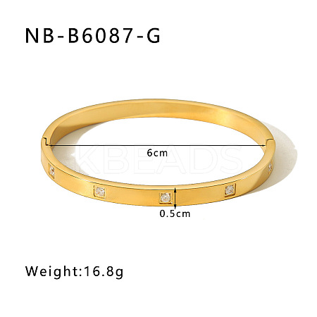 304 Stainless Steel Pave Cubic Zirconia Bangles FS-WG09E60-31-1