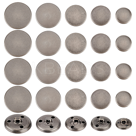 Olycraft 50Pcs 5 Styles 3-Hole Brass Buttons BUTT-OC0001-47B-1