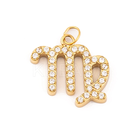 316 Stainless Steel Micro Pave Cubic Zirconia Pendants LS-STAS-K284-01B-G-1