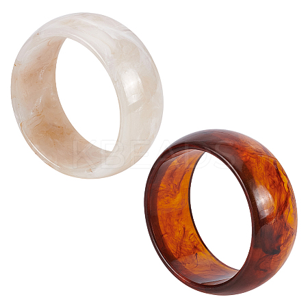 2Pcs 2 Color Acrylic Bangles for Women BJEW-UN0001-75-1