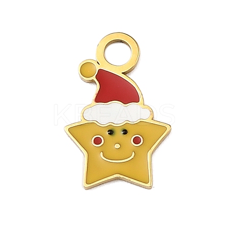 Christmas 304 Stainless Steel Enamel Charms LS-STAS-I356-02G-03-1