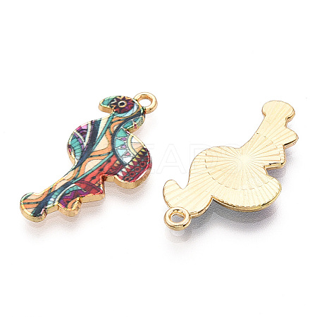Printed Light Gold Tone Alloy Pendants ENAM-N056-210E-1