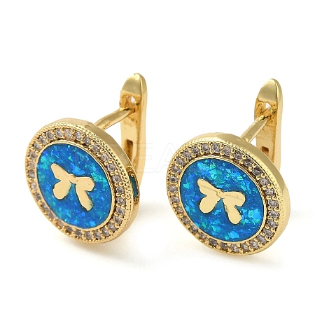 Rack Plating Brass Micro Pave Cubic Zirconia Hoop Earrings EJEW-P277-06G-1