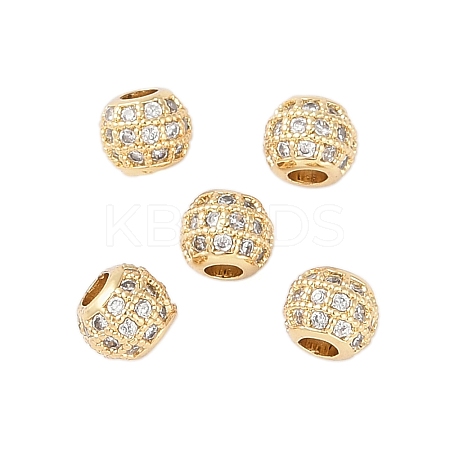 Rack Plating Brass Micro Pave Clear Cubic Zirconia Beads LS-KK-Z060-21G-1