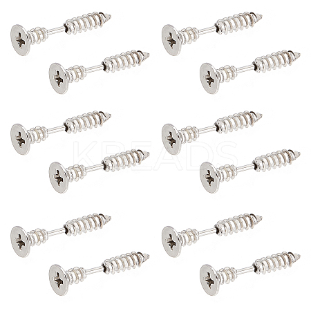 20Pcs PVD Vacuum Plating 304 Stainless Steel Unisex Punk Hip-hop Rock Nail Shape Screw Pierced Stud Earrings EJEW-UN0001-80-1