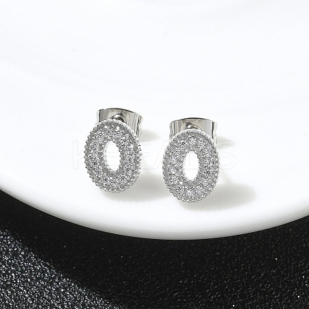 304 Stainless Steel Micro Pave Clear Cubic Zirconia Stud Earrings STAS-Z107-01P-03-1