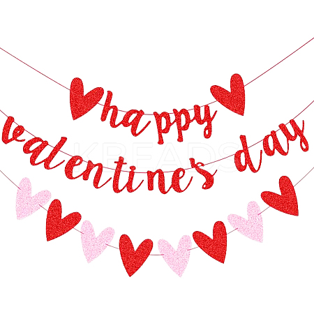 2 Sets 2 Style Valentine's Day Theme Paper Flags AJEW-CP0005-86-1
