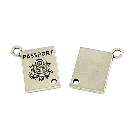 Tibetan Style Alloy Rectangle with Word Passport Links connectors TIBE-Q037-005-RS-1