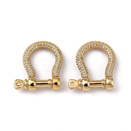 Brass Micro Pave Clear Cubic Zirconia D-Ring Anchor Shackle Clasps LS-ZIRC-S066-052-NF-1