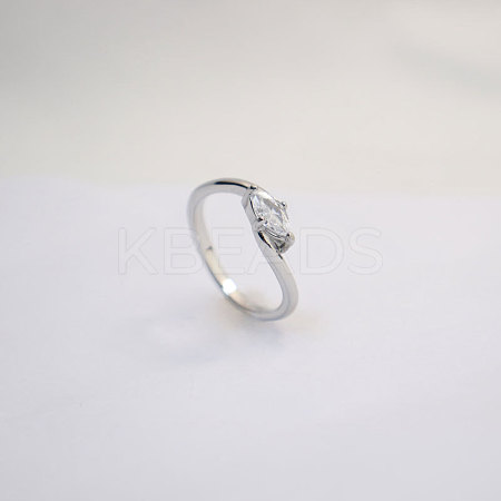 304 Stainless Steel & Cubic Zirconia Finger Rings for Women WG54E70-02-1