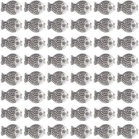 100Pcs Tibetan Style Zinc Alloy Fish Beads TIBEB-SC0001-35-1