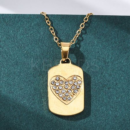 201 Stainless Steel Crystal Rhinestone Pendant Necklaces for Women NJEW-F335-01G-02-1