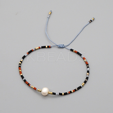Adjustable Glass Seed Bead Braided Bead Bracelets for Women VT9382-21-1