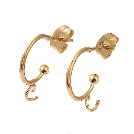 Ion Plating(IP) 304 Stainless Steel Half Hoop Earrings STAS-Z028-B01-G-01-1