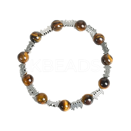 Christmas Theme Natural Tiger Eye Stretch Bracelets PW-WGC1682-06-1
