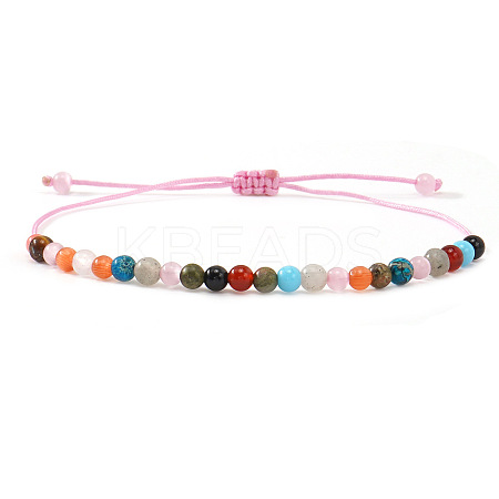 Natural & Synthetic Mixed Stones Round Bead Braided Bracelets NZ3307-4-1