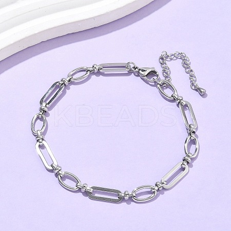 304 Stainless Steel Oval Link Anklets for Women AJEW-U025-01P-1
