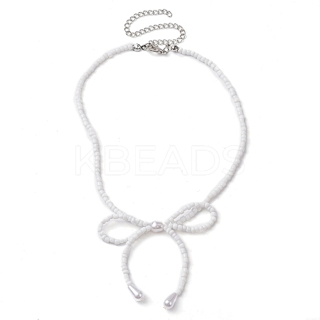 Bowknot 304 Stainless Steel Necklaces NJEW-JN04670-01-1