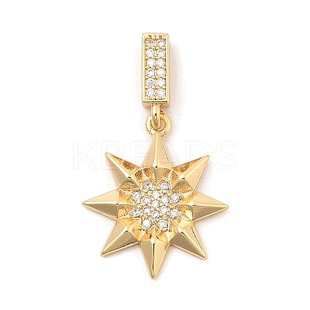 Rack Plating Leaf Brass With Rhinestone Pendants KK-S407-04G-1