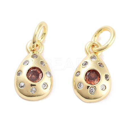 Brass Micro Pave Cubic Zirconia Charms KK-C051-02G-03-1