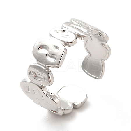 Non-Tarnish 304 Stainless Steel Geometry Open Cuff Ring for Women RJEW-F131-12P-1
