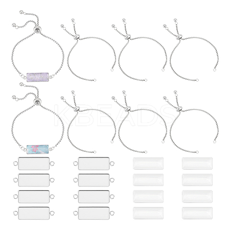 DIY Blank Rectangle Dome Link Bracelet Making Kit DIY-UN0005-31-1