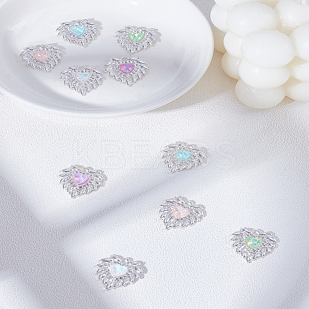 10Pcs 5 Colors Rack Plating Alloy Rhinestones Pendants FIND-LP0005-83-1