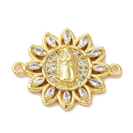 Religion Brass Pave Clear Cubic Zirconia Connector Charms FIND-Z041-13D-1