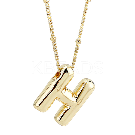 1pc Brass Chain with Alloy Letter Pendants Necklaces NJEW-LP0001-41H-G-1
