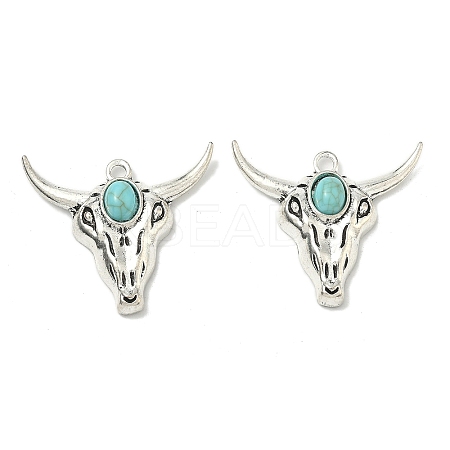 Bohemian Synthetic Turquoise Cattle Pendants FIND-Z112-01AS-04-1