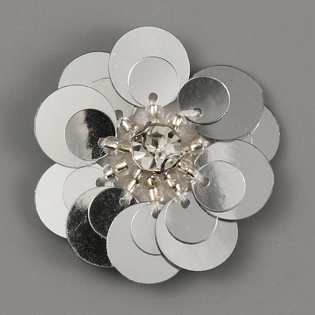 Flower Shape PVC Sequin/Paillette Beading Appliques DIY-WH0308-287G-1