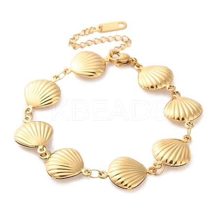 304 Stainless Steel Shell Link Chain Bracelets for Women LS-BJEW-Z076-02G-1