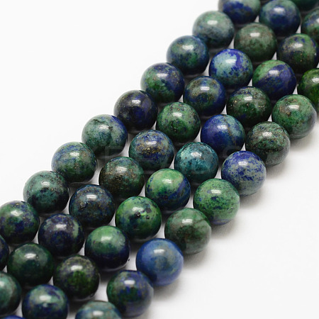 Natural Chrysocolla and Lapis Lazuli Beads Strands G-P281-03-8mm-1