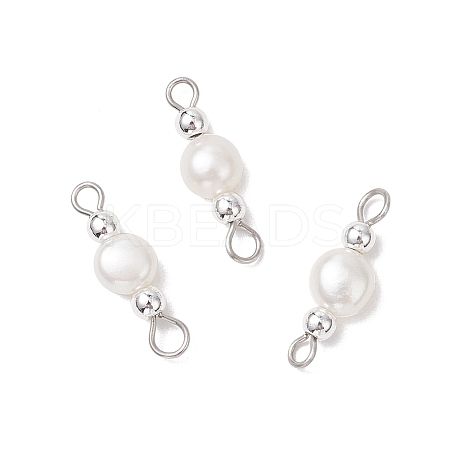 Natural Cultured Freshwater Pearl Potato & Round Electroplate Non-magnetic Synthetic Hematite Beaded Connector Charms PALLOY-JF04191-02-1