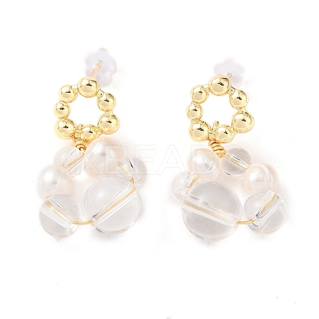 Natural Quartz Crystal Dangle Earrings EJEW-L286-06G-1